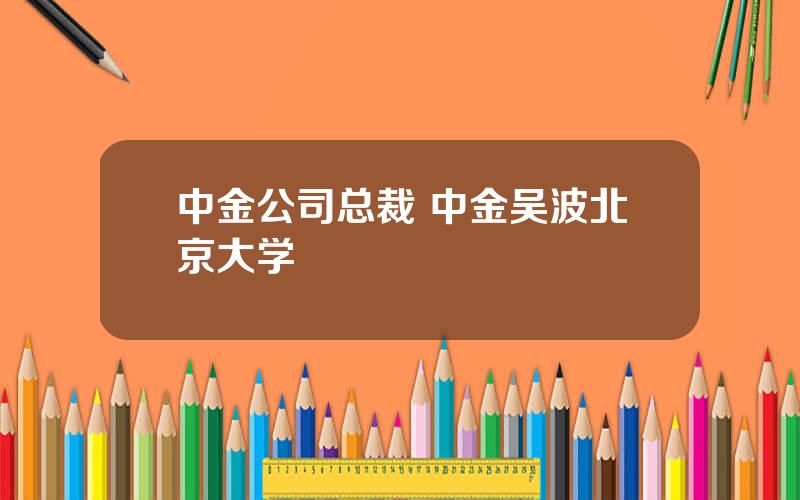 中金公司总裁 中金吴波北京大学
